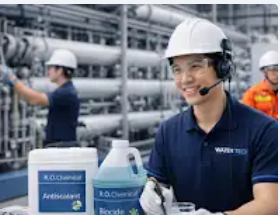 Technical service team at industrial water treatment site